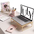 Elegant Modern Pink Gold Desk Chair Set with White Tabletop and Storage for Home Office
