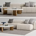 Modern corner sofa coffee table combination 3d model