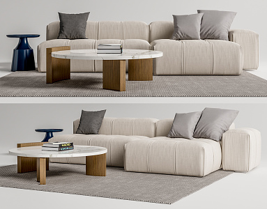 Modern corner sofa coffee table combination 3d model