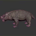 Realistic Prehistoric Creature Character Featuring Robust Body Textured Skin And Open Mouth Standing Pose