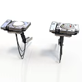 Industrial Mechanical Components With Metal Stands Circular Panels And Cables