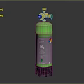 Green Nitrogen Gas Cylinder With Yellow Valve Base Stand And Label