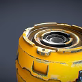 Yellow Worn Industrial Mechanical Part With BBS Label And 25T Marking