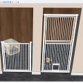 White Indoor Pet Gate with Safety Metal Bars for Home Pet Isolation in Modern Interior