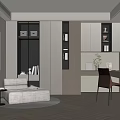 Modern Study Room Interior With Sofa Desk Bookshelves And Large Window 3d model