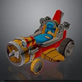 3D Cosmic Themed Rocket Toy Car With Blue Seat And Propeller Wheels
