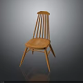Classic Wooden Chair With Slat Back Design And Curved Seat Structure
