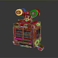 Red Industrial Mechanical Device With Circular Top Sensors And Grille Windows