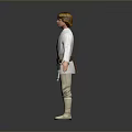 Man Wearing White Robe Beige Pants And White Boots With Utility Belt On Gray Background