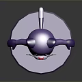 Purple Cartoon Cat With White Belly Pink Nose Black Whiskers Standing On Round Base