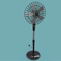 Black Stand Air Conditioning Fan With Metal Blades Adjustable Height And Stable Base