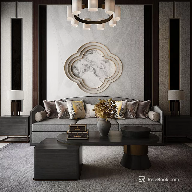 Modern Technology Exhibition Hall With Interactive Digital Displays And Lighting Fixtures 3d model