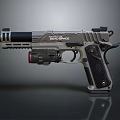 Tactical Handgun With Silencer Tactical Light Textured Grip And Stainless Steel Finish