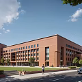 Modern Simple School Middle School Education Building Campus Teaching Building Playground 3d model