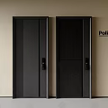 Modern Black Poliform Security Doors Featuring Sturdy Design And Double Panels 3d model