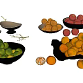 fruit apple grape orange orange fruit vegetable 3d model