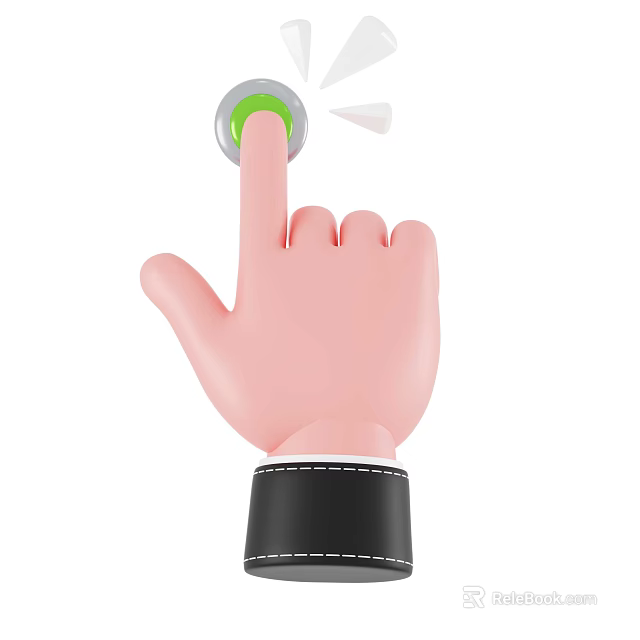 Decorative Ornament Set With Hand Shaped Figure Green Button And Black Cuff Design 3d model 