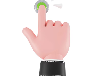 Decorative Ornament Set With Hand Shaped Figure Green Button And Black Cuff Design 3d model