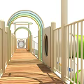 Kindergarten slide amusement facilities crawl slide swing combination non-standard theme 3d model