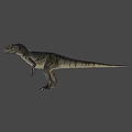 Realistic Striped Dinosaur 3D Model With Red Head And Sharp Teeth