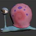 Pink Shell Snail Toy With Purple Spots Blue Antennae And Large Yellow Eyes
