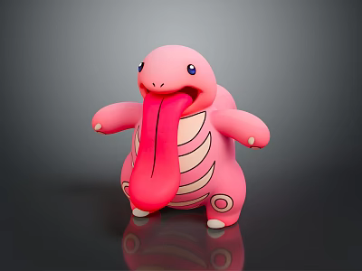 Pink Reptile Figurine Sticking Out Tongue With Body Patterns And White Spots 3d model