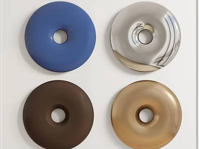 Round Wall Decor Pieces In Blue Silver Brown And Gold Colors 3d model