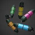 Colorful Grenades With Leaf Patterns And Stripe Designs In Various Hues