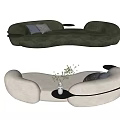 Modern Sectional Sofa With Curved Design And Plush Upholstery In Gray Beige Tones