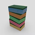 Multiple Colored Cleaning Sponges Stacked Vertically In Tower Shape For Kitchen Cleaning