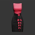 Sculptured Dress Art Piece With Pink Sleeveless Top Gray Skirt Belt And Bow