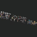 Diverse Group of People in Various Poses and Different Casual Outfits