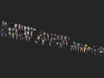 Diverse Group of People in Various Poses and Different Casual Outfits 3d model
