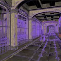 Abandoned Subway Station With Rail Tracks Iron Fences Arched Structures And Brick Stone Walls