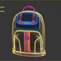Stylish Black Backpack With Orange And Purple Stripes For Daily Use