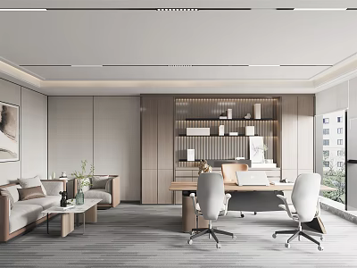 Modern Office Interior With Open Layout Sofa Desk Ergonomic Chairs And Green Plants 3d model