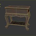 Wooden Nightstand With Golden Accents Drawer And Elegant Curved Legs Design