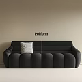 Poliform Modern Black Multi Seater Sofa With Light Colored Pillow In Interior
