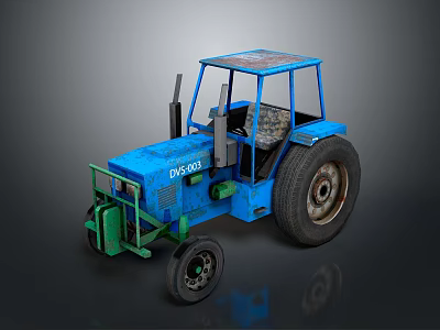 Blue Tractor Model DY300 With Large Wheels And Green Front Structure 3d model