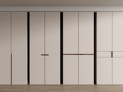 Modern Wardrobe Interior Design With Light Colored Doors Multiple Units And Sleek Handles 3d model