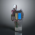 Futuristic Mechanical Weapon With Blue Screen Wires And Metal Casing Design