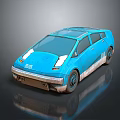 Blue Futuristic Car With Transparent Roof Sleek Body And Muddy Details