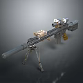 Tactical Sniper Rifle With High Precision Scope And Foldable Tripod Stand