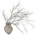 Minimalist Linen Fabric Vase With Slender Bare Branches For Home Decor
