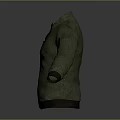 Green Casual Jacket With Zipper Closure Dark Cuffs And Collar Design