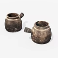 Two Ancient Earthenware Jugs With Spouts And Rustic Vintage Design 3d model