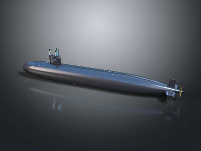 Dark Blue Submarine Watercraft With Streamlined Hull And Conning Tower Structure Design 3d model