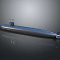 Dark Blue Submarine Watercraft With Streamlined Hull And Conning Tower Structure Design 3d model