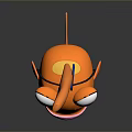 Orange Cartoon Fish With Big Eyes Eyelashes Pink Mouth Blue Star On Head Upward Finger