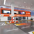 Zhongquan Energy Gas Station With Orange Canopy Fuel Dispensers And Vehicles